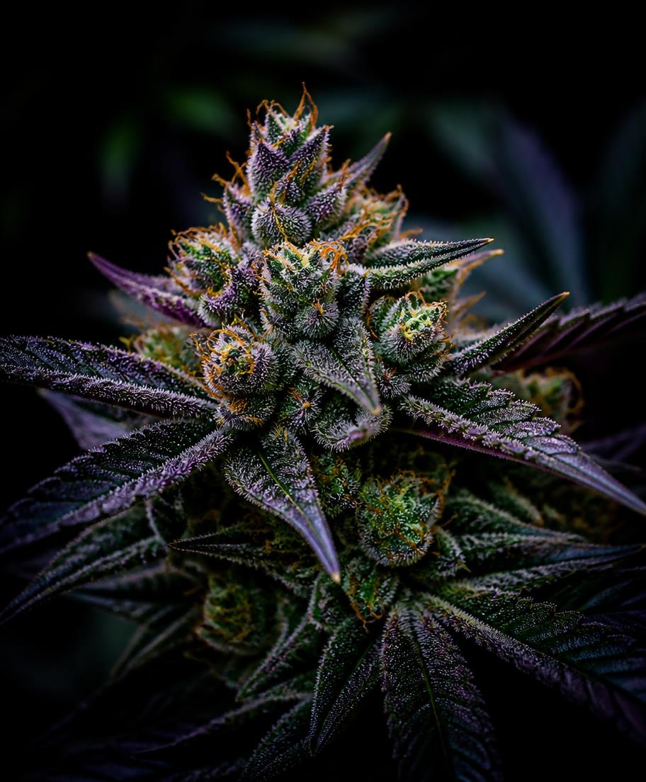 Macro photograph of a frosted medical cannabis flower